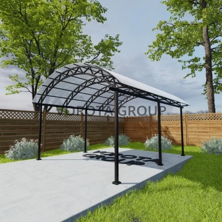 Арочный навес белого цвета, сотовый поликарбонат 5500*16000